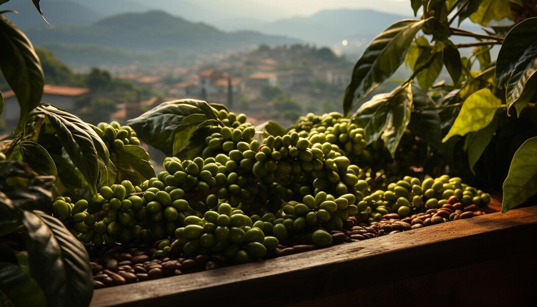 Drone pulverizador para controle de pragas em plantações de café 3 fresh organic fruits vegetables healthy harvest from nature generated by artificial intelligence 25030 62731 Drone pulverizador para controle de pragas em plantações de café